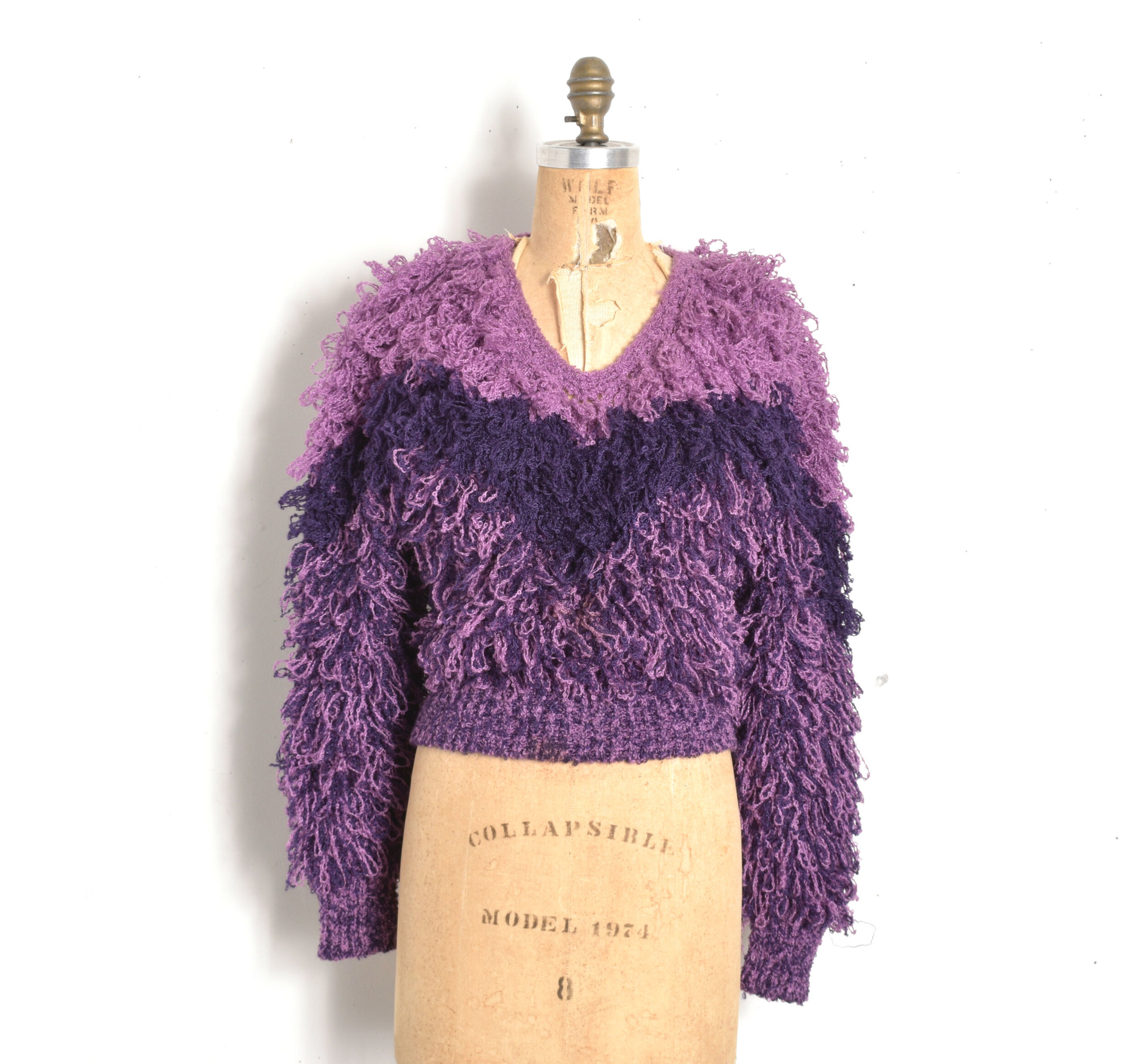 1980s Shaggy Purple Knit Sweater-S/M — La Poubelle Vintage